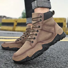 Fall New Men's Casual High-top Warmth And Fleece Ankle Boots