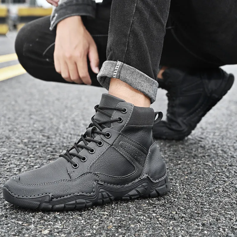 Fall New Men's Casual High-top Warmth And Fleece Ankle Boots