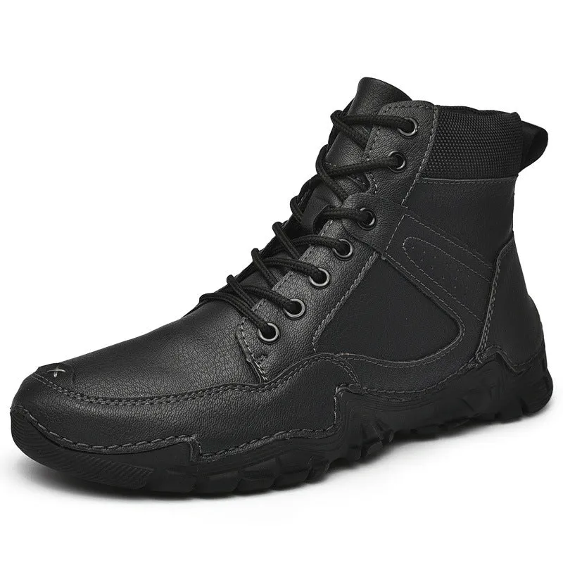 Fall New Men's Casual High-top Warmth And Fleece Ankle Boots