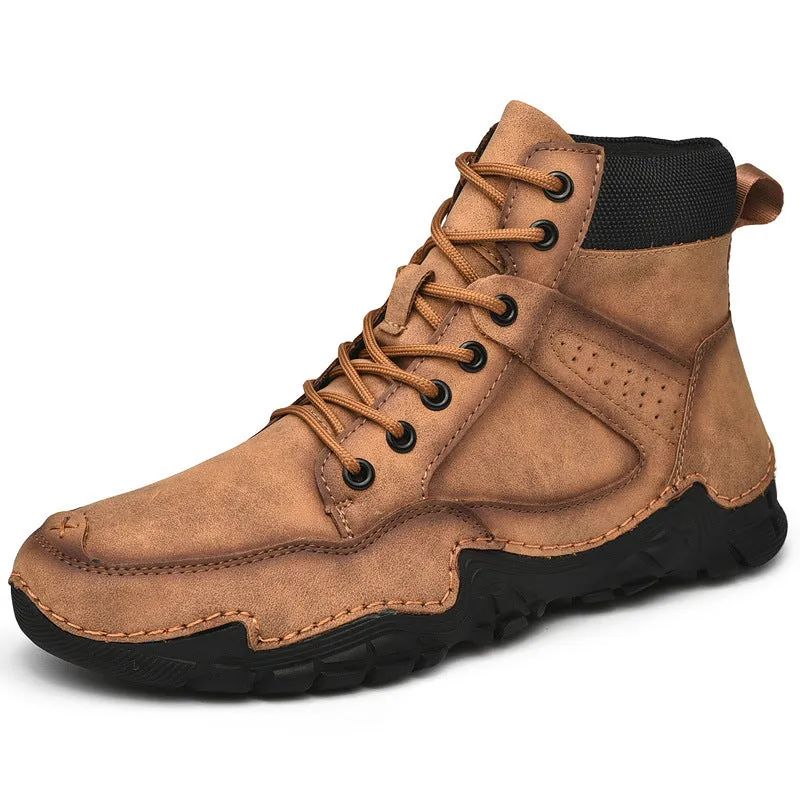 Fall New Men's Casual High-top Warmth And Fleece Ankle Boots