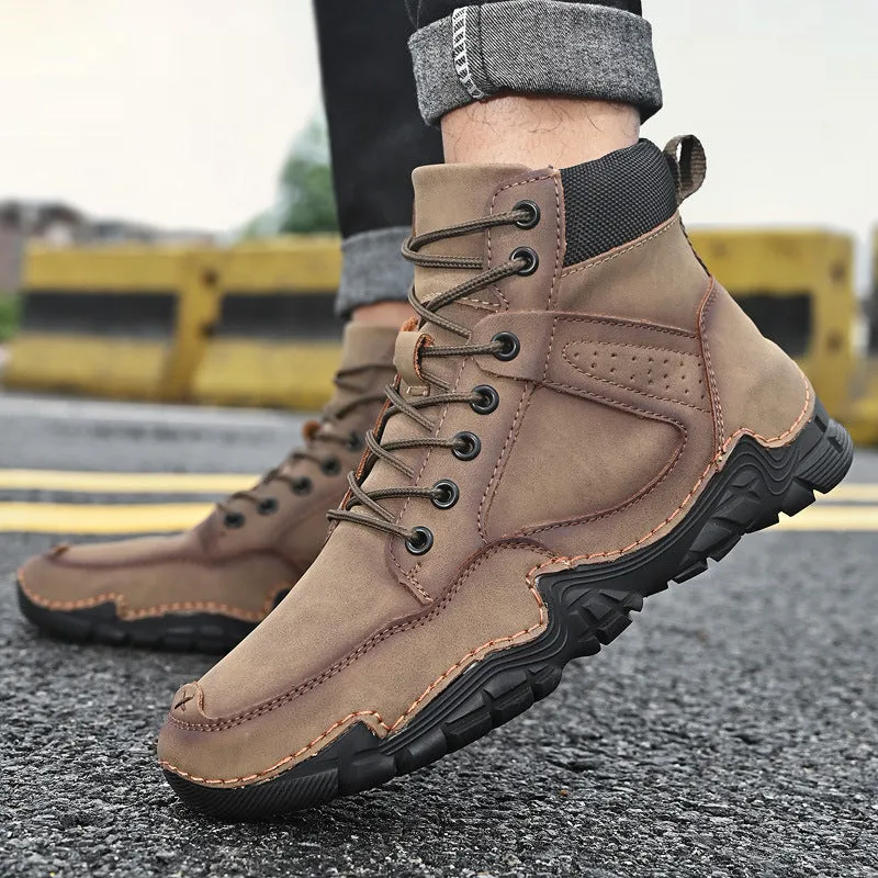 Fall New Men's Casual High-top Warmth And Fleece Ankle Boots
