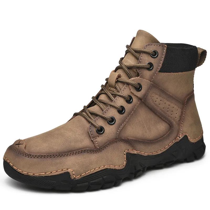 Fall New Men's Casual High-top Warmth And Fleece Ankle Boots