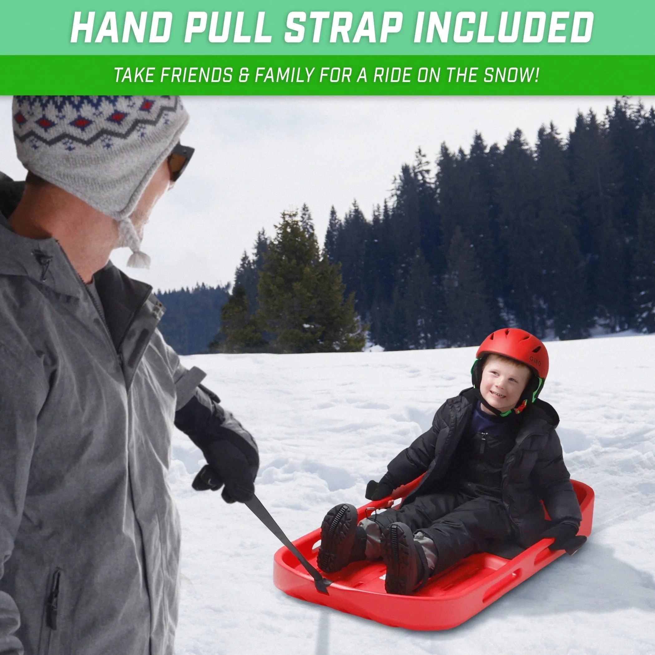 GoSports 2 Person Premium Snow Sled - Red
