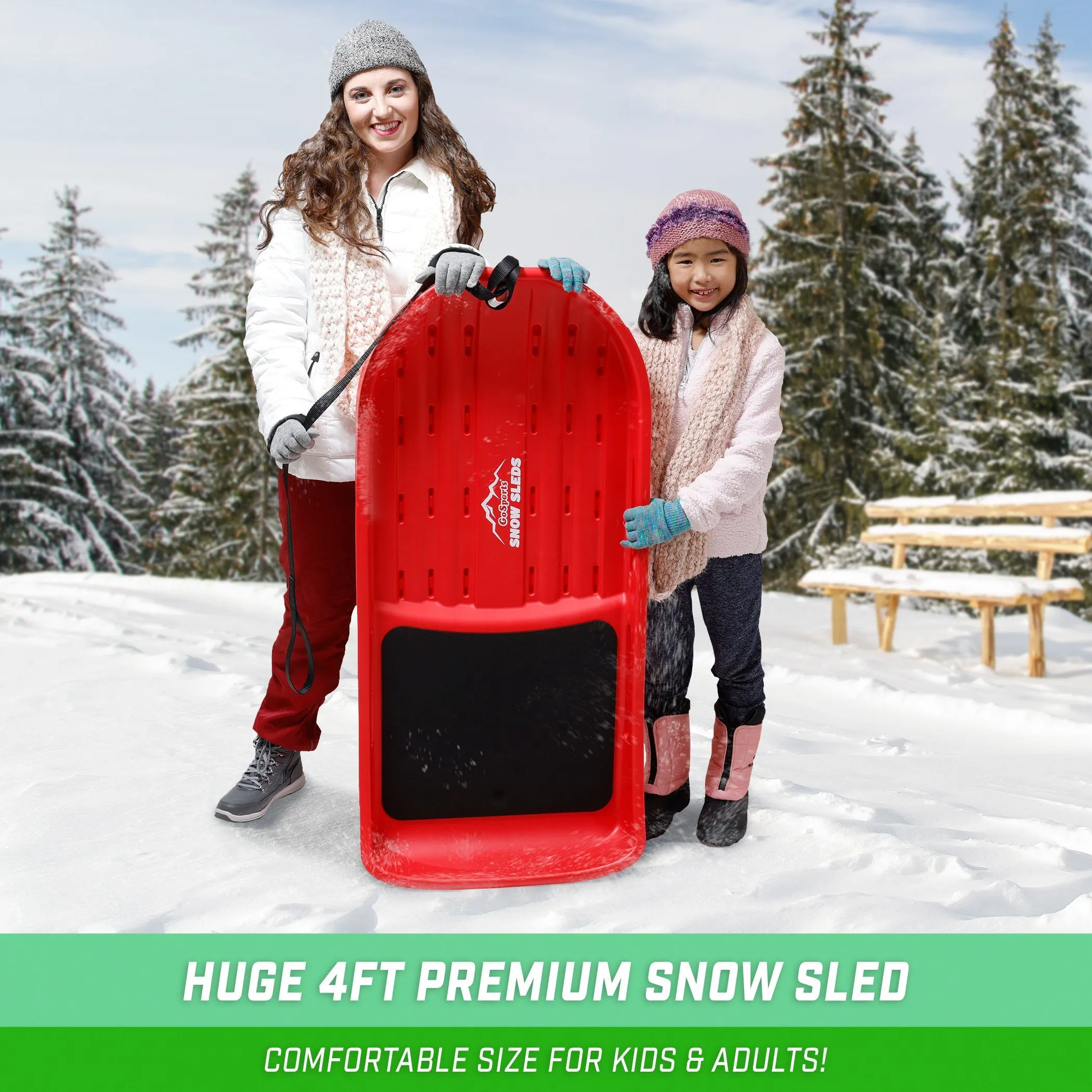GoSports 2 Person Premium Snow Sled - Red