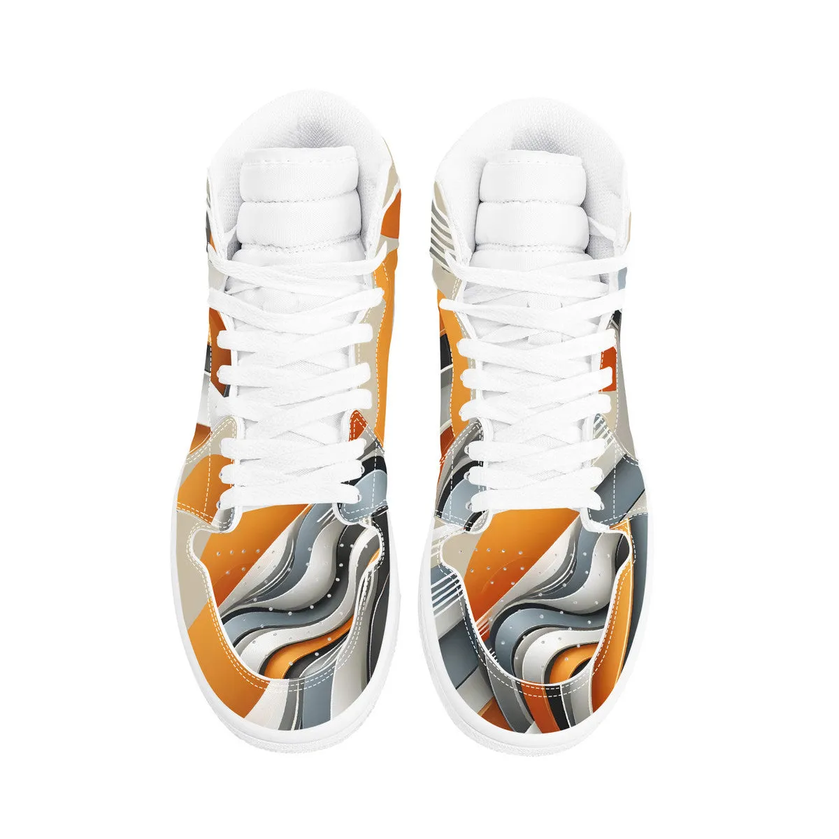 Gray & Orange High Top Synthetic Leather Sneaker