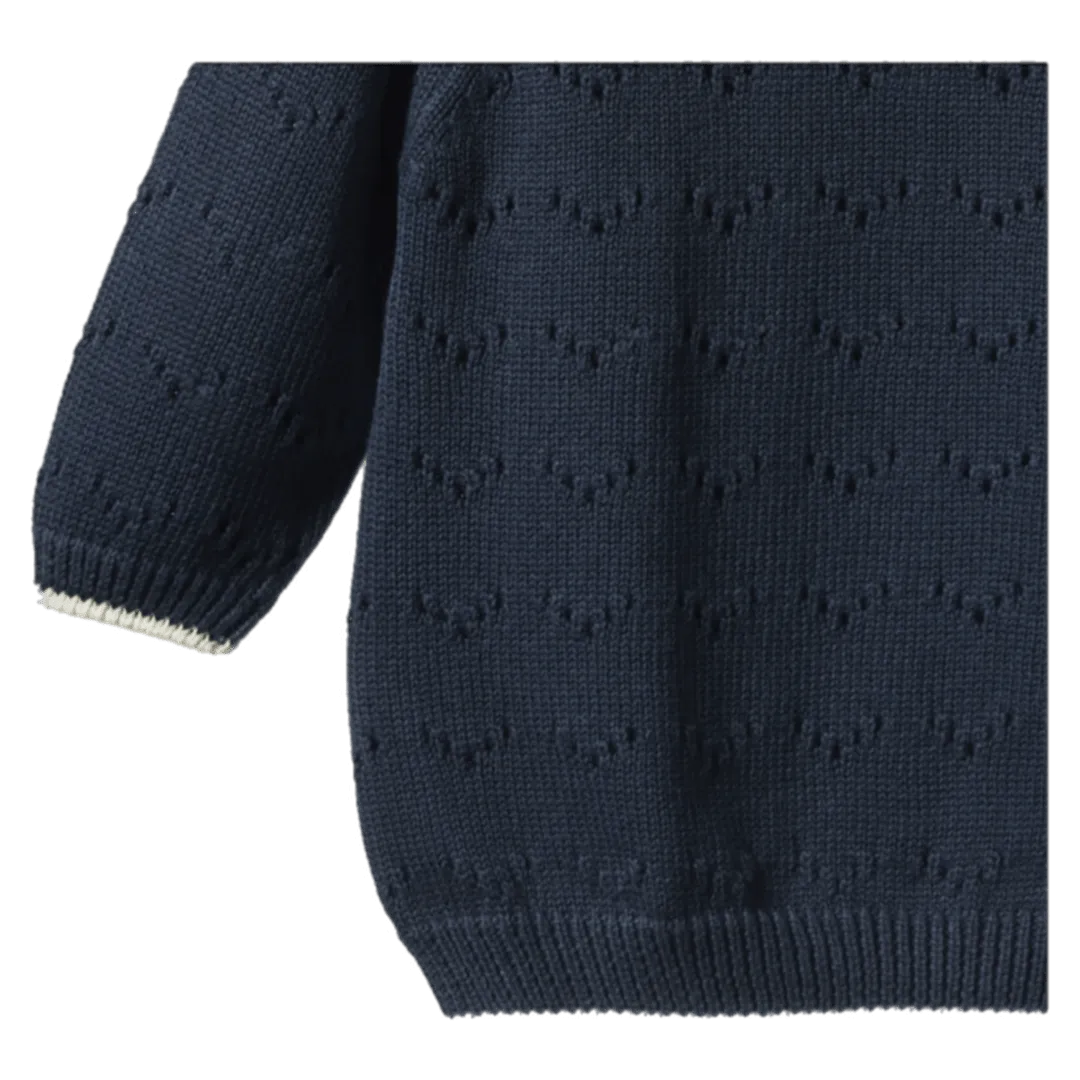 Long Sleeve Maeve Tee - Navy Pointelle