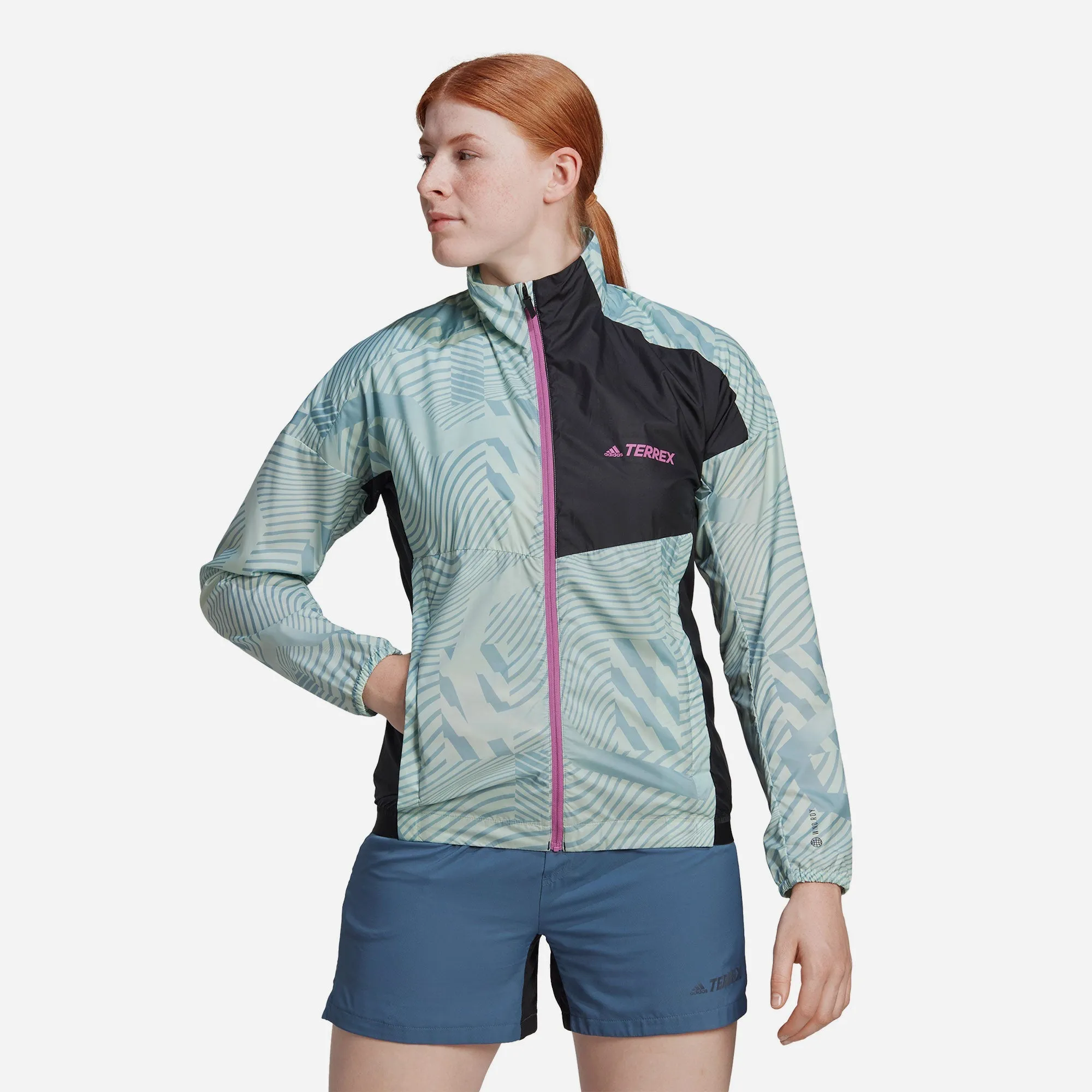 Áo Khoác Nữ Adidas Terrex Trail Running Printed - Xanh Mint