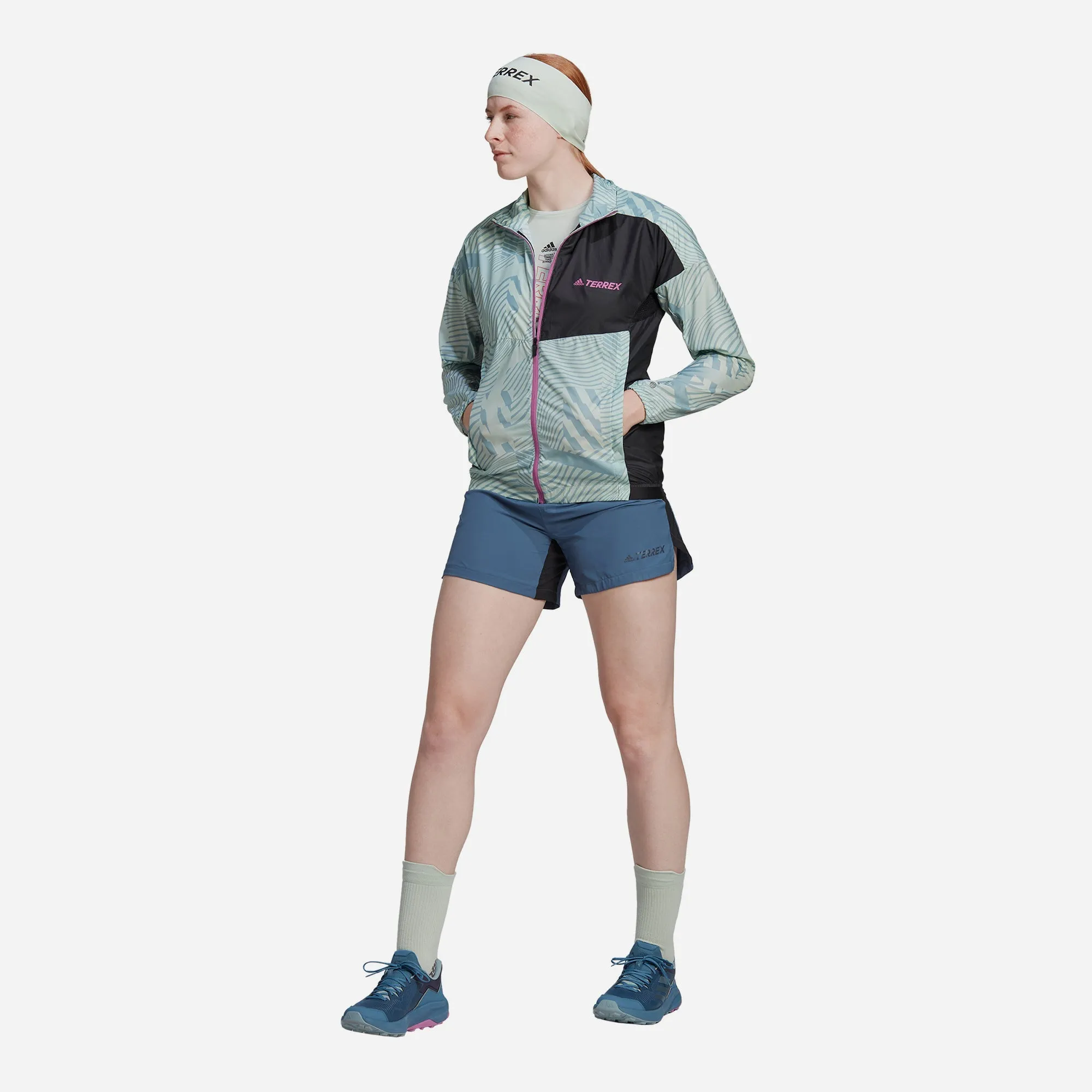 Áo Khoác Nữ Adidas Terrex Trail Running Printed - Xanh Mint