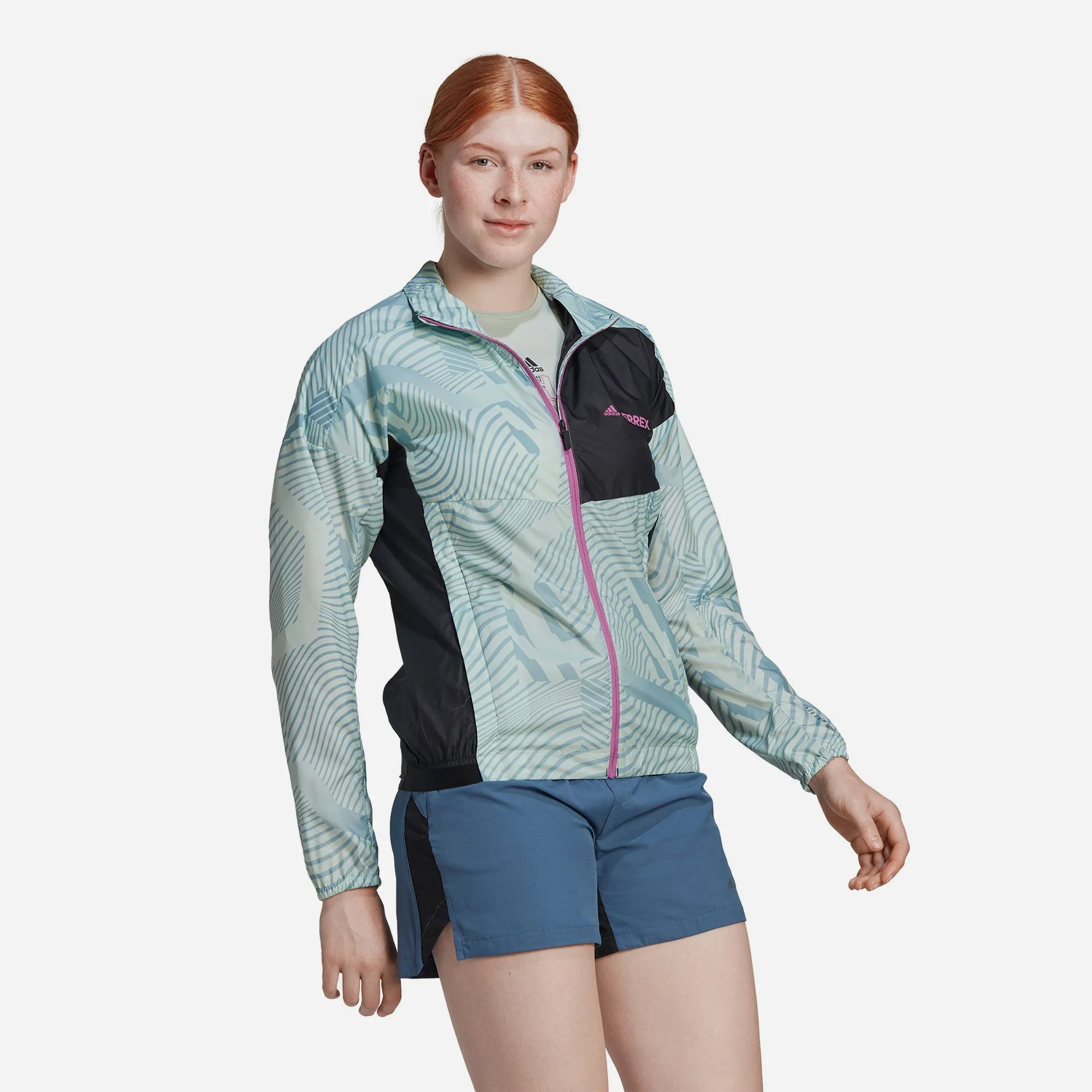 Áo Khoác Nữ Adidas Terrex Trail Running Printed - Xanh Mint