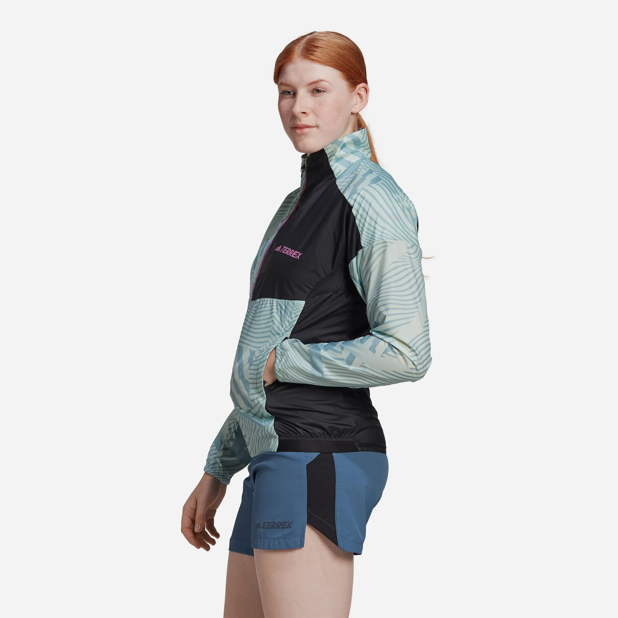 Áo Khoác Nữ Adidas Terrex Trail Running Printed - Xanh Mint