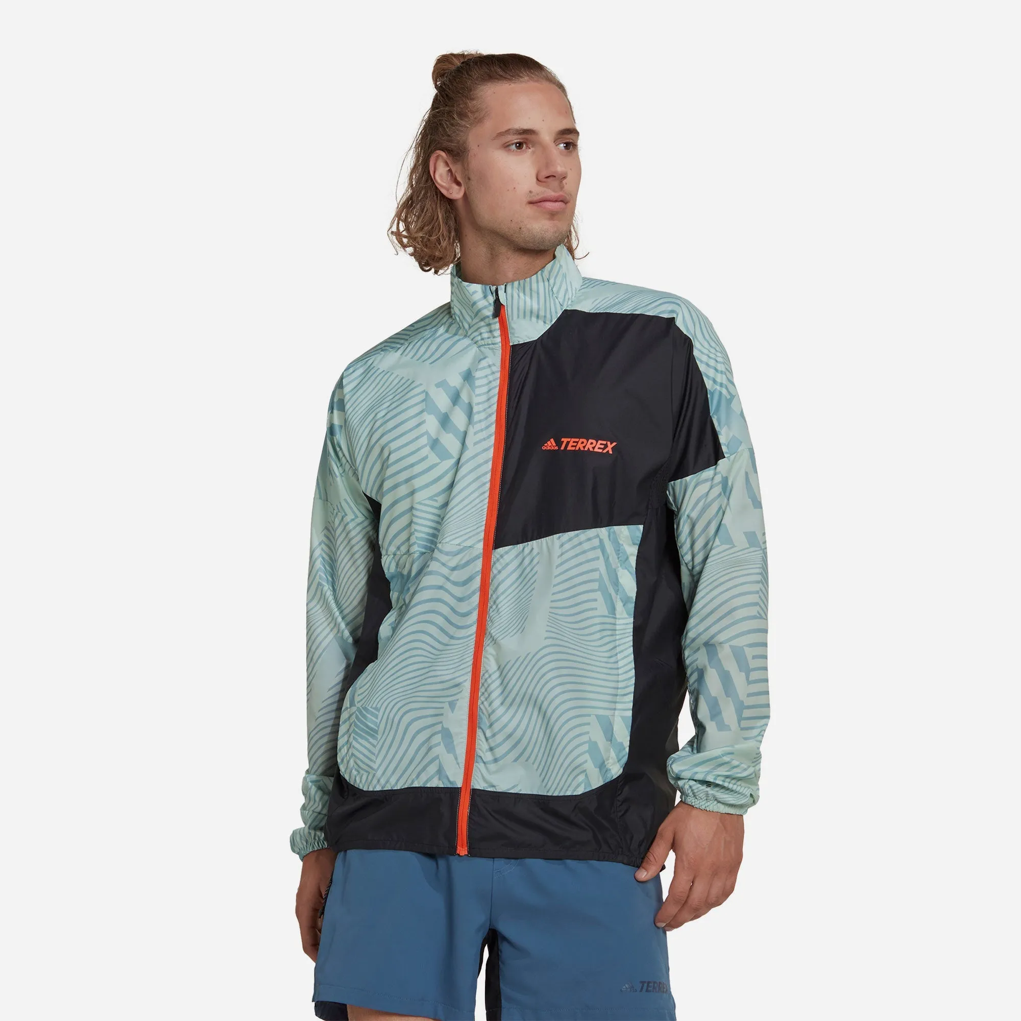 Áo Khoác Nam Adidas Terrex Trail Running Printed - Xanh Dương
