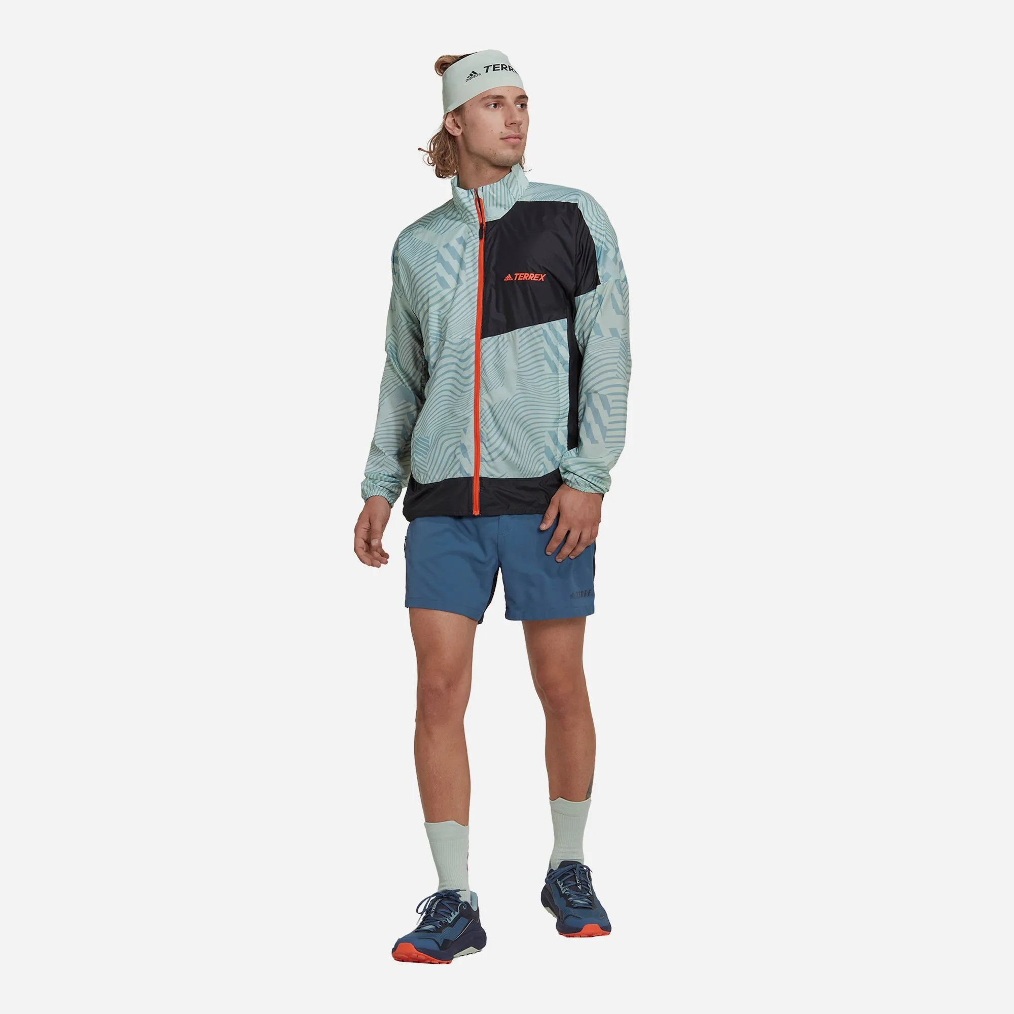 Áo Khoác Nam Adidas Terrex Trail Running Printed - Xanh Dương