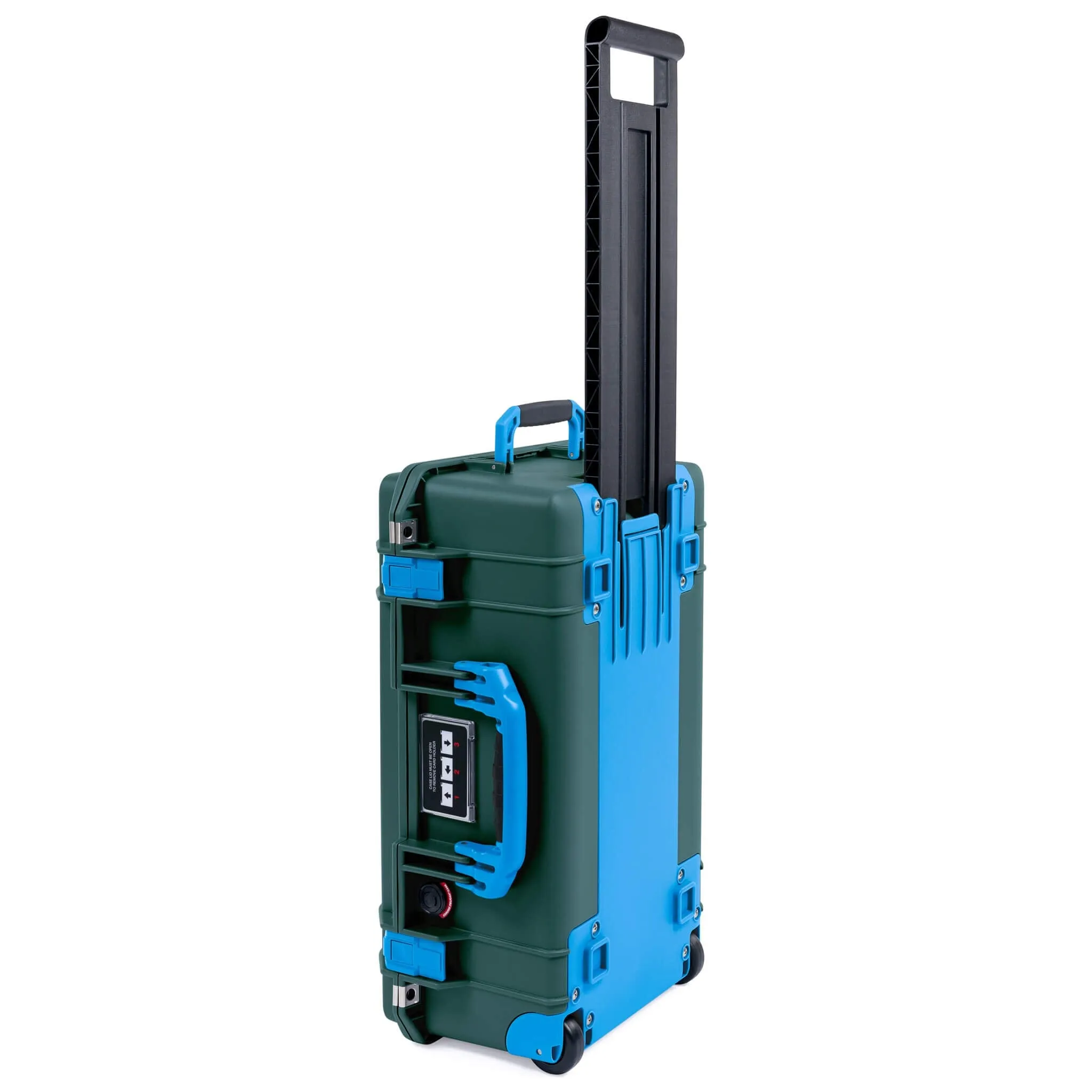 Pelican 1535 Air Case, Trekking Green with Blue Handles, Latches & Trolley