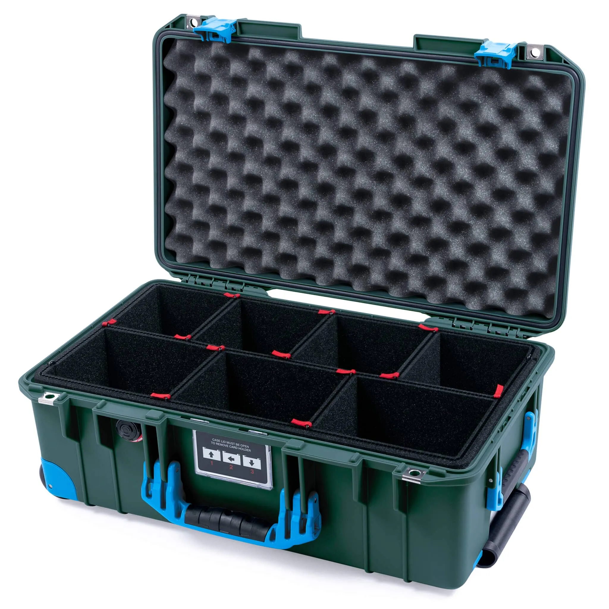Pelican 1535 Air Case, Trekking Green with Blue Handles, Latches & Trolley