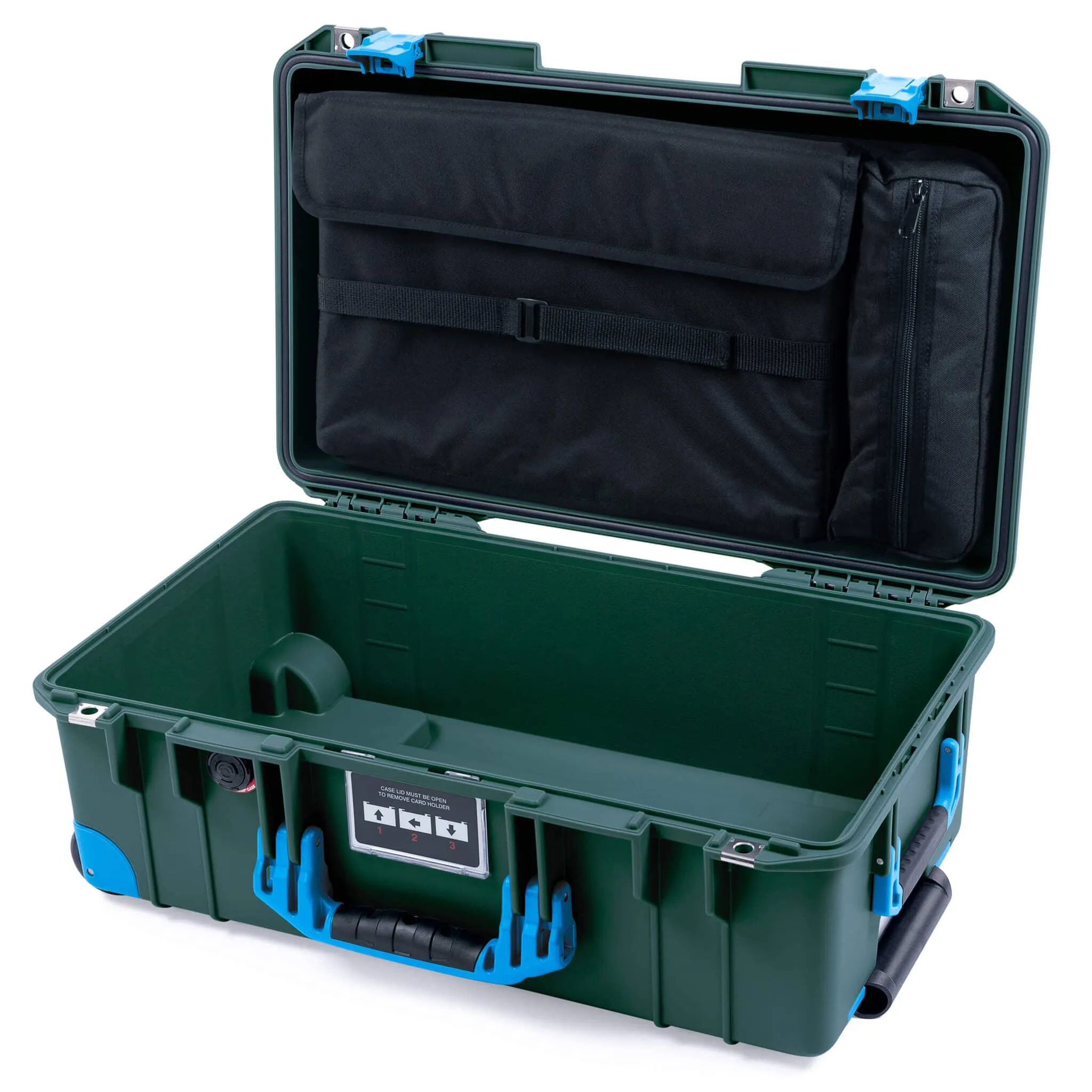 Pelican 1535 Air Case, Trekking Green with Blue Handles, Latches & Trolley