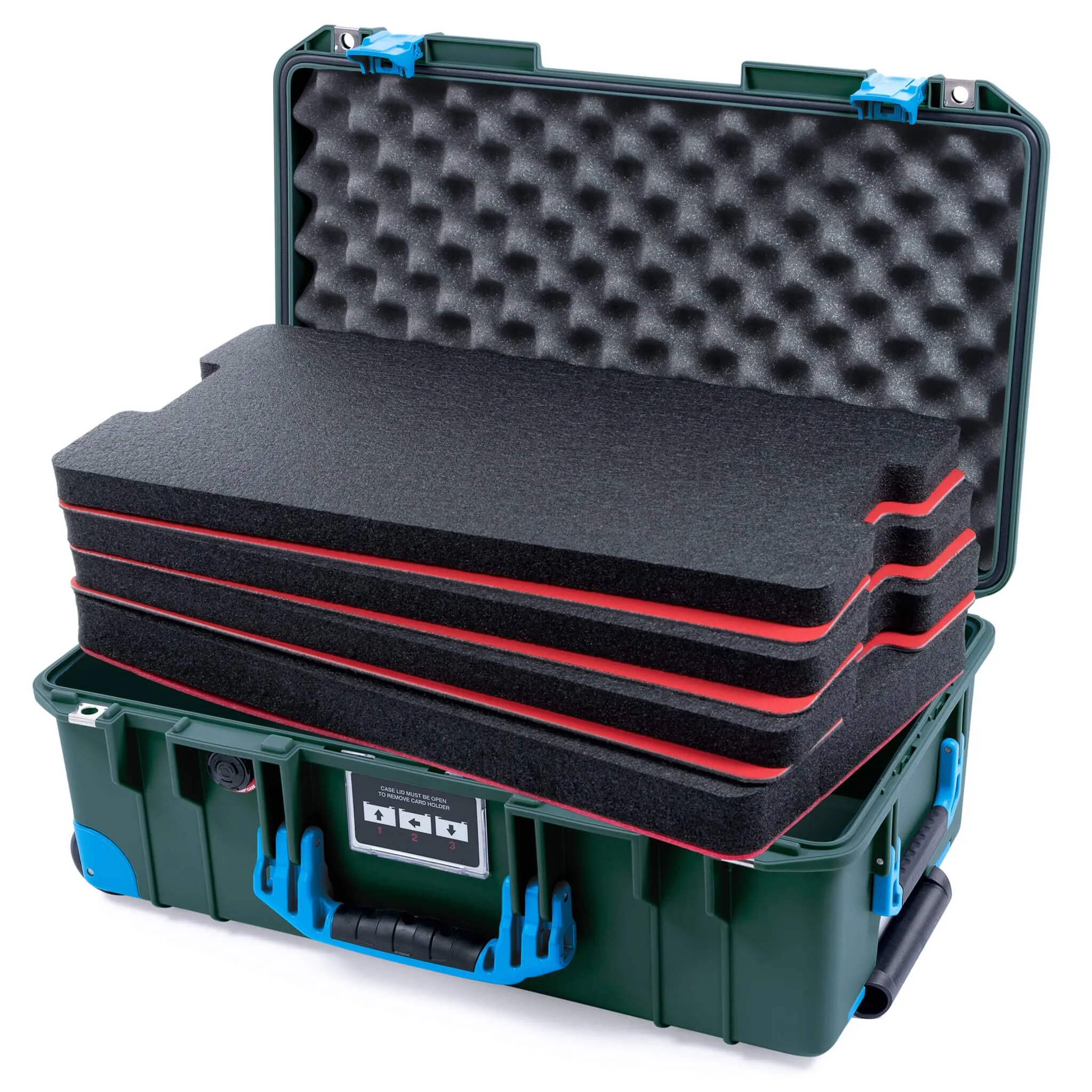 Pelican 1535 Air Case, Trekking Green with Blue Handles, Latches & Trolley