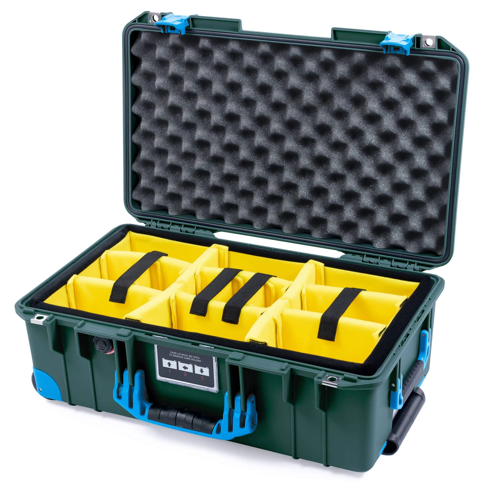 Pelican 1535 Air Case, Trekking Green with Blue Handles, Latches & Trolley