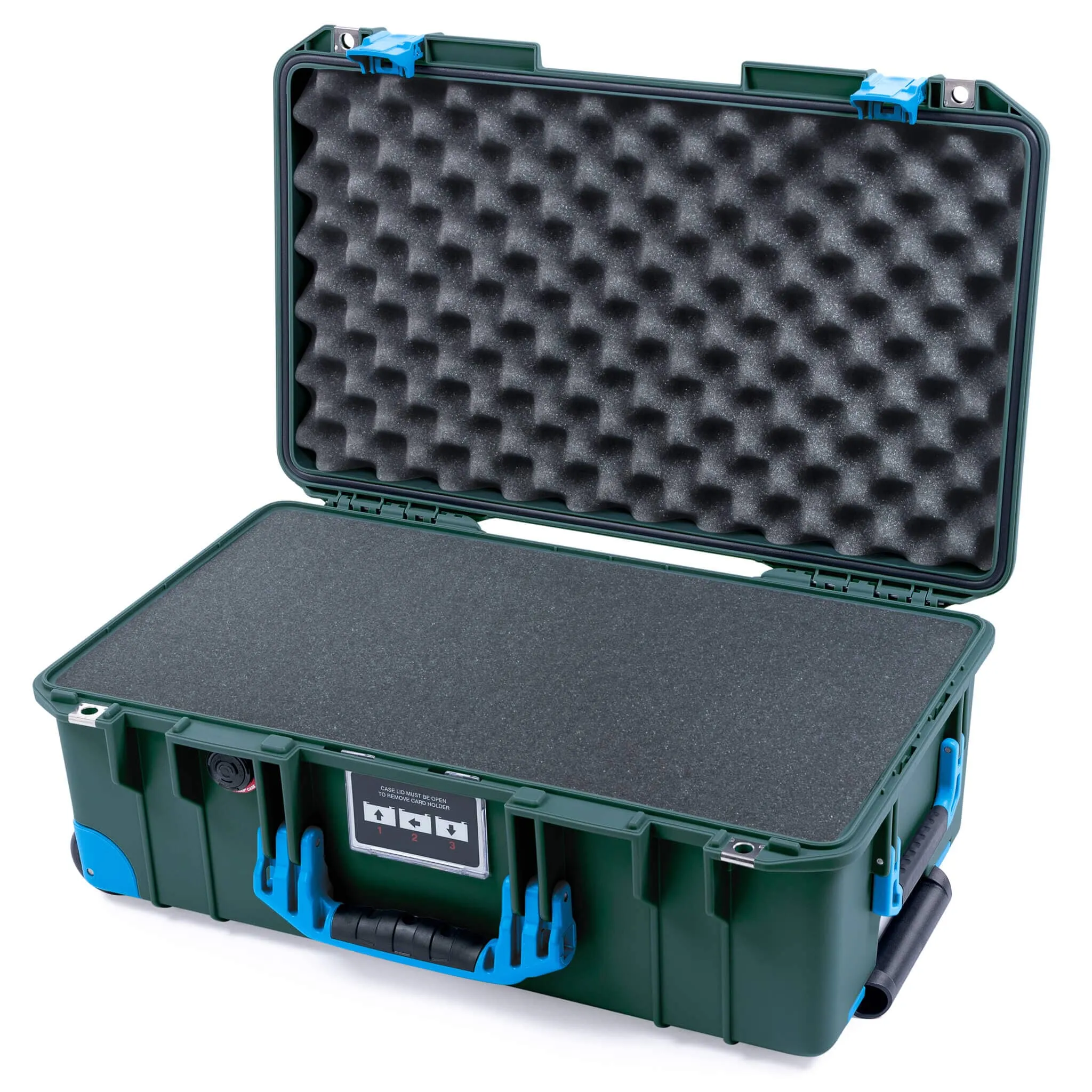 Pelican 1535 Air Case, Trekking Green with Blue Handles, Latches & Trolley