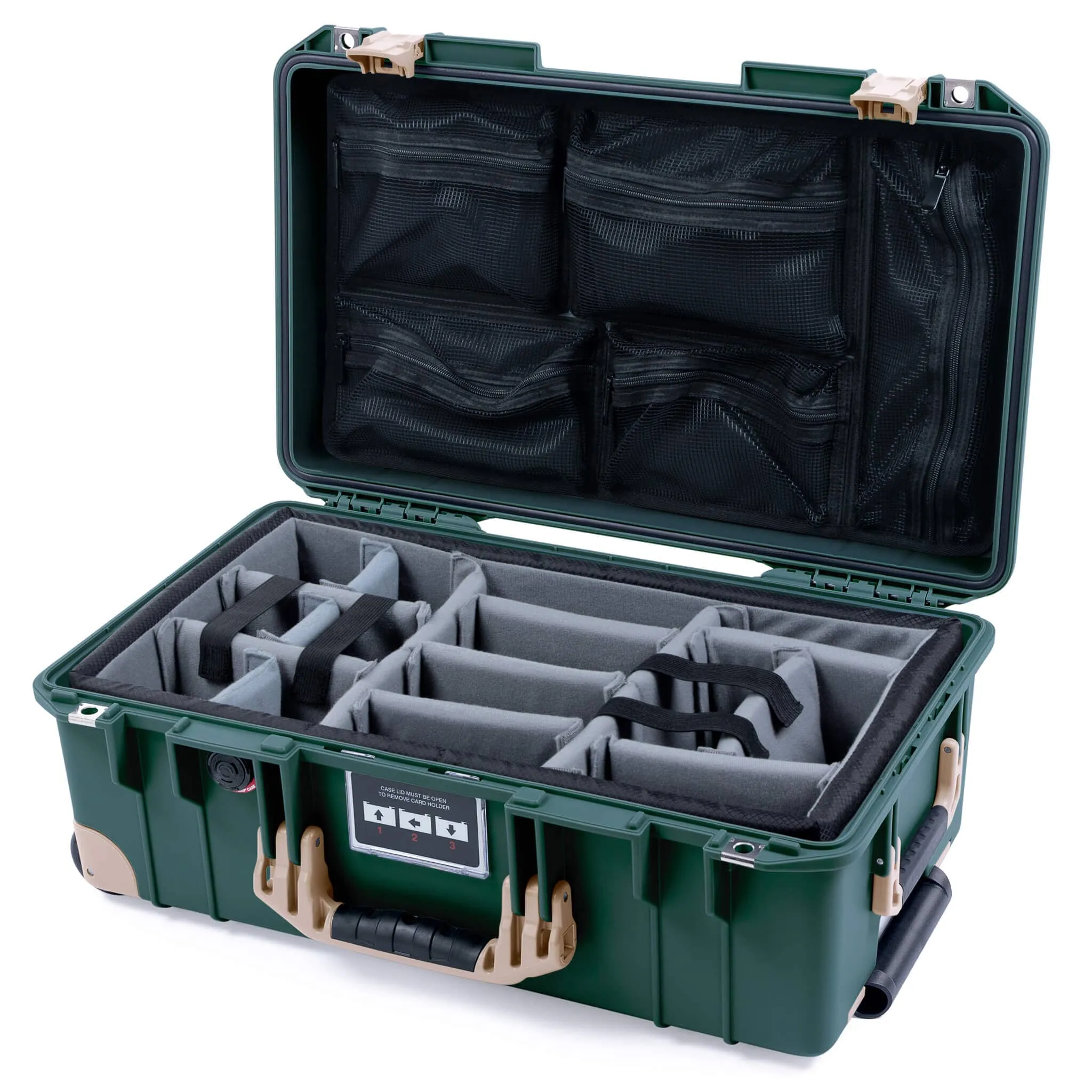 Pelican 1535 Air Case, Trekking Green with Desert Tan Handles, Latches & Trolley