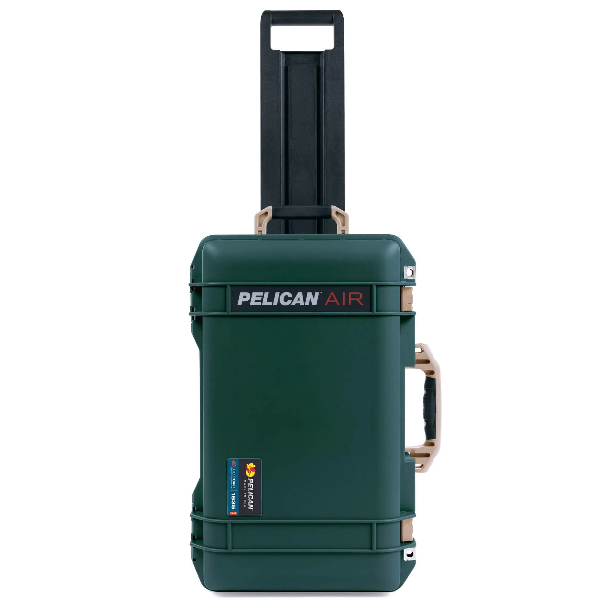 Pelican 1535 Air Case, Trekking Green with Desert Tan Handles, Latches & Trolley