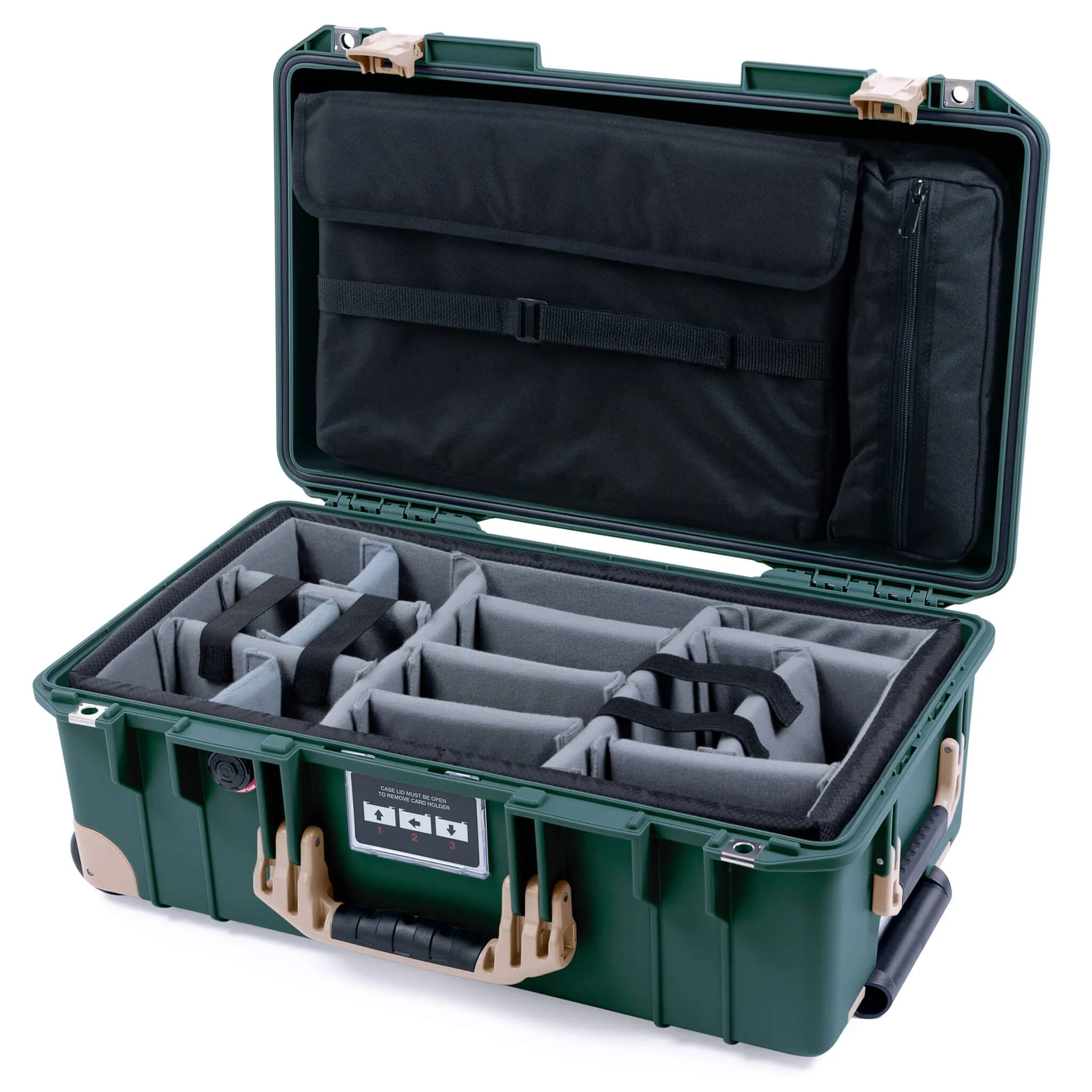 Pelican 1535 Air Case, Trekking Green with Desert Tan Handles, Latches & Trolley
