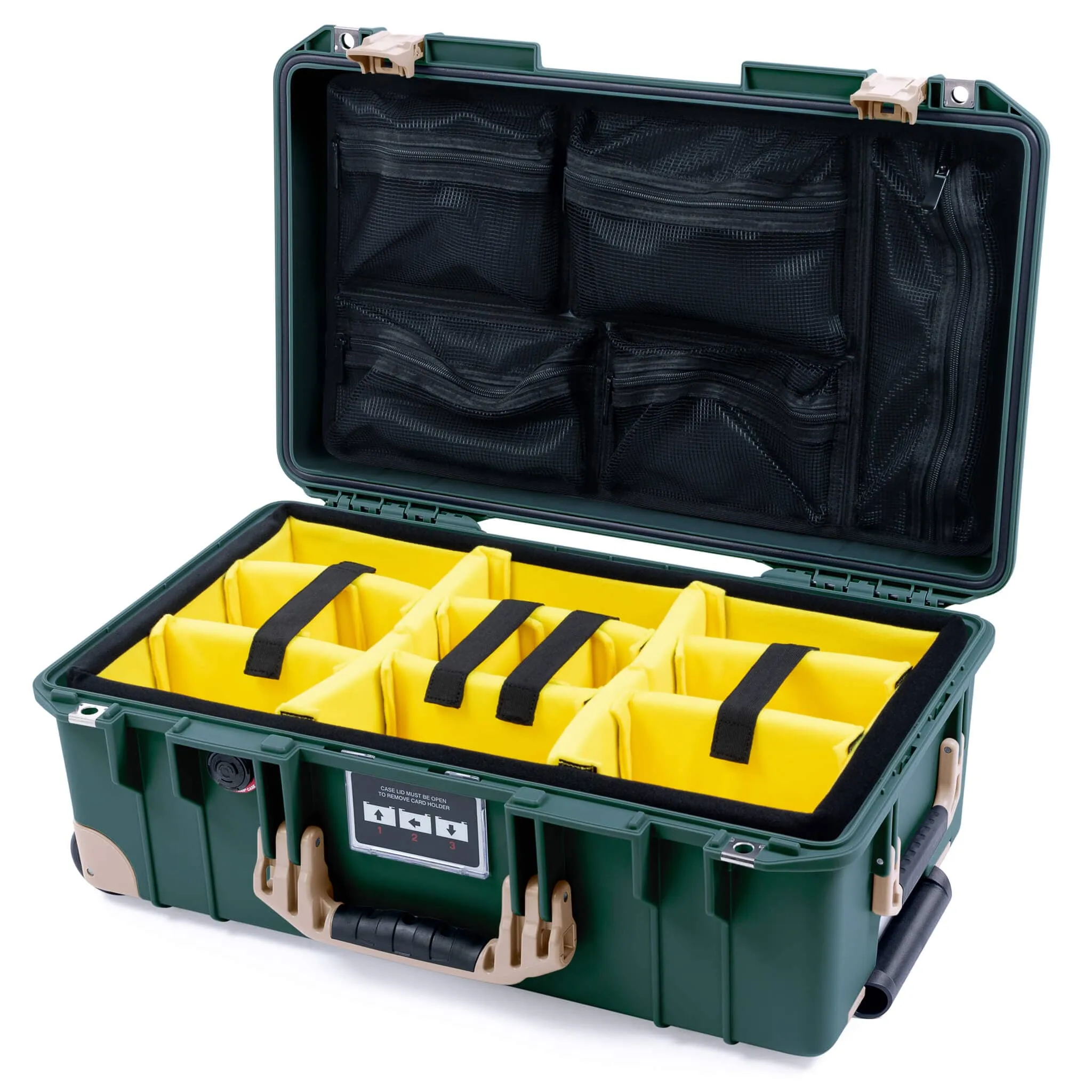 Pelican 1535 Air Case, Trekking Green with Desert Tan Handles, Latches & Trolley