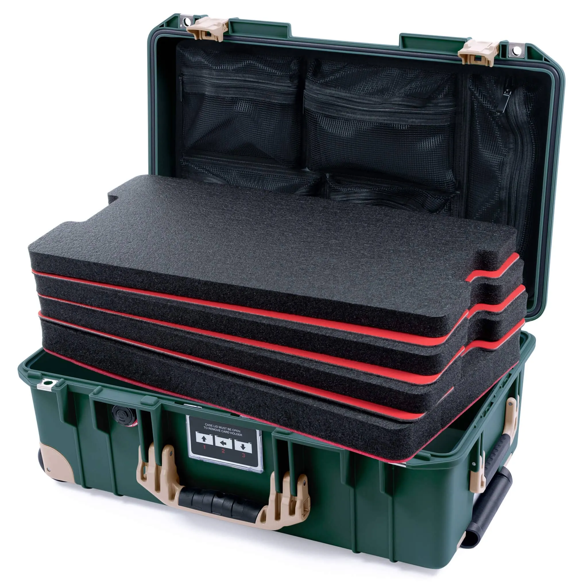 Pelican 1535 Air Case, Trekking Green with Desert Tan Handles, Latches & Trolley