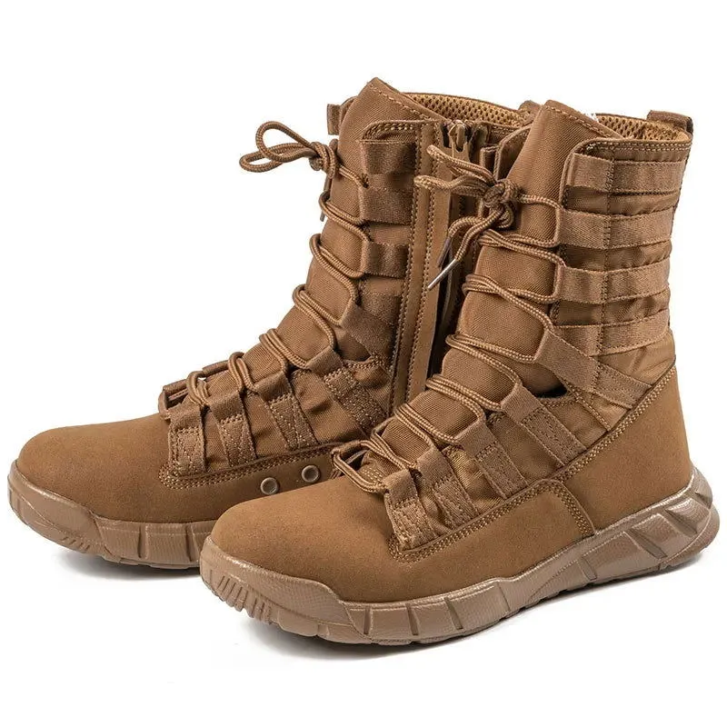 Summer Breathable Desert Hiking Boots Mens High Top Outdoor Climbing Mountaineering  Shoes Lightweight  Boots