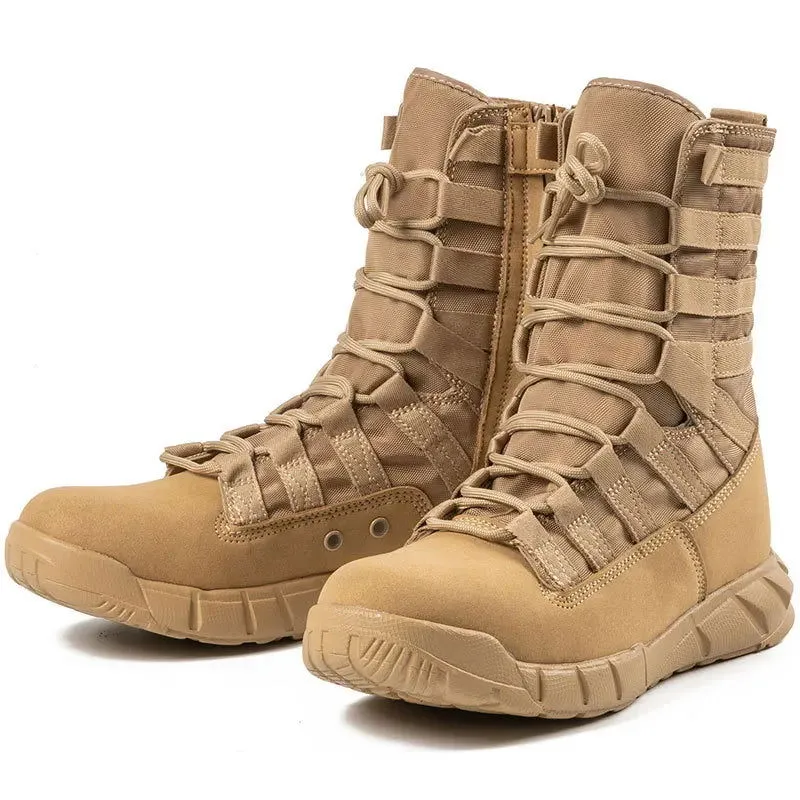 Summer Breathable Desert Hiking Boots Mens High Top Outdoor Climbing Mountaineering  Shoes Lightweight  Boots