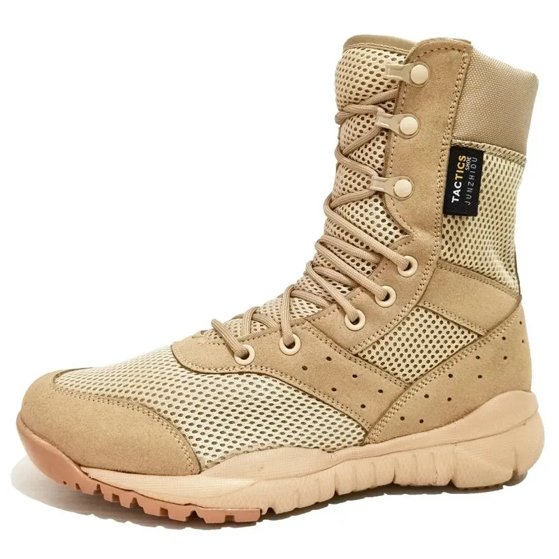 Summer Breathable Desert Hiking Boots Mens High Top Outdoor Climbing Mountaineering  Shoes Lightweight  Boots