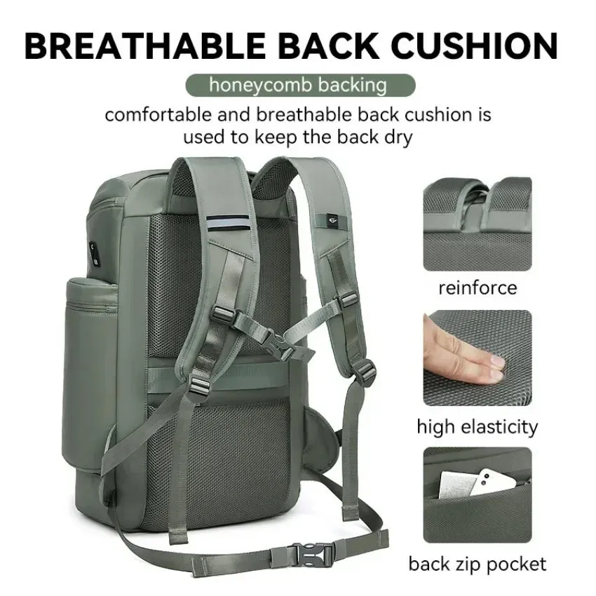 UAKISS  -  Large Travel Backpack Multifunction Women Outdoor Trekking Waterproof Bags Men's Business Lightweight Backpack With Shoes Pocket