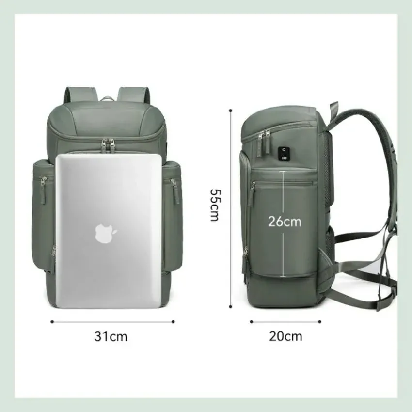UAKISS  -  Large Travel Backpack Multifunction Women Outdoor Trekking Waterproof Bags Men's Business Lightweight Backpack With Shoes Pocket